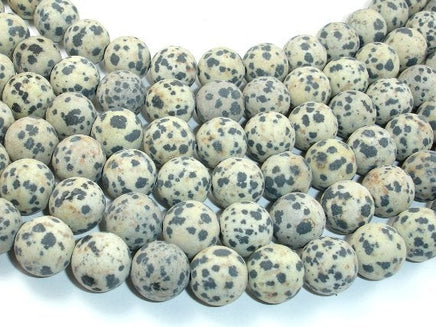 Matte Dalmation Jasper Beads, 12mm Round Beads-RainbowBeads