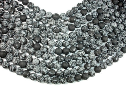 Matte Snowflake Obsidian, 10mm, Round Beads-RainbowBeads