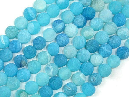 Frosted Matte Agate - Sea Blue, 8mm Round Beads-RainbowBeads