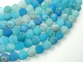 Frosted Matte Agate - Sea Blue, 10mm Round Beads-RainbowBeads