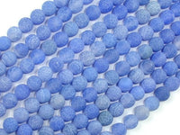 Frosted Matte Agate - Blue, 6mm Round Beads-RainbowBeads
