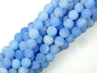 Frosted Matte Agate - Blue, 8mm Round Beads-RainbowBeads