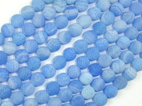 Frosted Matte Agate - Blue, 8mm Round Beads-RainbowBeads