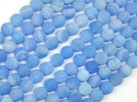 Frosted Matte Agate - Blue, 8mm Round Beads-RainbowBeads