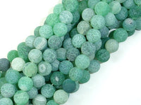 Frosted Matte Agate - Green, 8mm Round Beads, 14.5 Inch, Full strand-RainbowBeads
