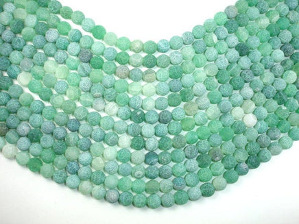 Frosted Matte Agate - Green, 8mm Round Beads, 14.5 Inch, Full strand-RainbowBeads
