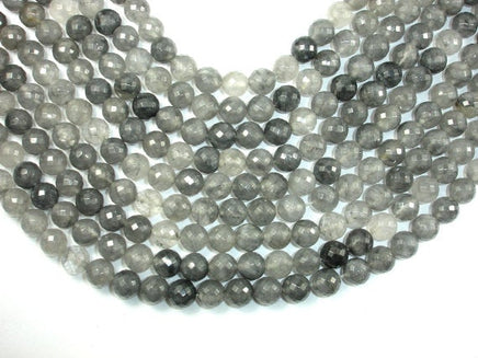 Gray Quartz Beads, 10mm Faceted Round Beads-RainbowBeads