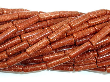 Goldstone Beads, 4mm x 14mm Tube Beads-RainbowBeads