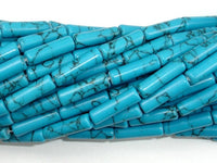 Turquoise Howlite, 4 x 13mm Tube Beads-RainbowBeads