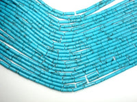 Turquoise Howlite, 4 x 13mm Tube Beads-RainbowBeads