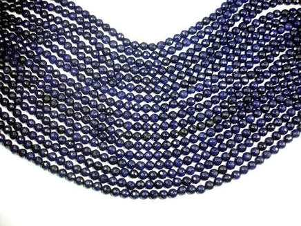 Dark Blue Jade Beads, 6mm Faceted Round Beads-RainbowBeads