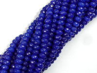 Dark Blue Jade, Approx 4 x 6mm Faceted Rondelle-RainbowBeads