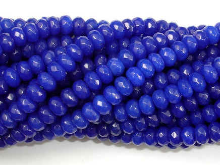 Dark Blue Jade, Approx 4 x 6mm Faceted Rondelle-RainbowBeads