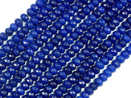 Dark Blue Jade, Approx 4 x 6mm Faceted Rondelle-RainbowBeads