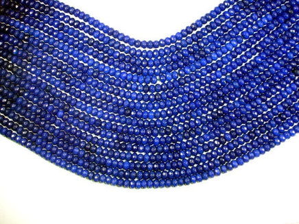 Dark Blue Jade, Approx 4 x 6mm Faceted Rondelle-RainbowBeads