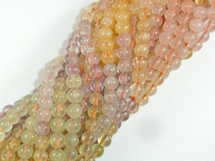 Mixed Quartz- Rose Quartz, Amethyst, Citrine, Prehnite Beads, Round 6mm-RainbowBeads
