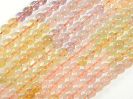 Mixed Quartz- Rose Quartz, Amethyst, Citrine, Prehnite Beads, Round 6mm-RainbowBeads