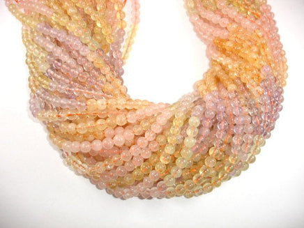 Mixed Quartz- Rose Quartz, Amethyst, Citrine, Prehnite Beads, Round 6mm-RainbowBeads