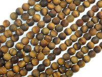 Matte Tiger Eye, 6mm Round Beads-RainbowBeads