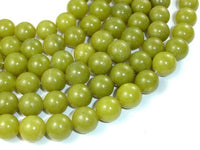 Olive Jade Beads, 12mm Round Beads-RainbowBeads