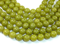 Olive Jade Beads, 12mm Round Beads-RainbowBeads