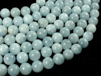 Genuine Aquamarine Beads, 10mm Round Beads-RainbowBeads