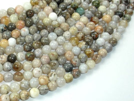 Bamboo Leaf Agate, 6mm (6.5 mm) Round Beads-RainbowBeads