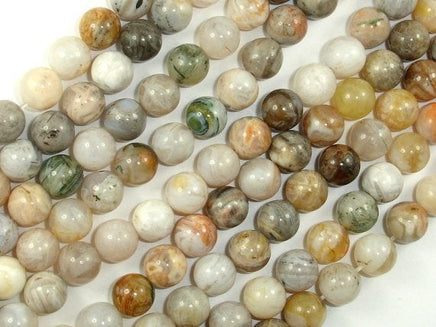 Bamboo Leaf Agate, 8mm (8.3 mm) Round Beads-RainbowBeads