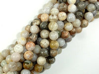 Bamboo Leaf Agate, 8mm (8.3 mm) Round Beads-RainbowBeads