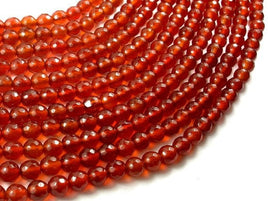 Carnelian Beads, 6mm Faceted Round Beads-RainbowBeads