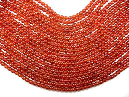 Carnelian Beads, 6mm Faceted Round Beads-RainbowBeads