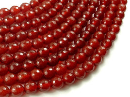 Carnelian Beads, 8mm, Red, Faceted Round Beads-RainbowBeads