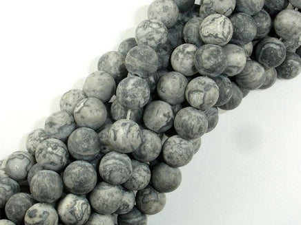 Matte Gray Picture Jasper Beads, 10mm Round Beads-RainbowBeads