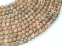 Druzy Agate Beads, Light Champagne Geode Beads, 6mm, Round Beads-RainbowBeads
