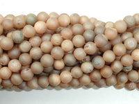 Druzy Agate Beads, Light Champagne Geode Beads, 6mm, Round Beads-RainbowBeads