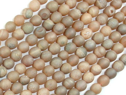 Druzy Agate Beads, Light Champagne Geode Beads, 6mm, Round Beads-RainbowBeads