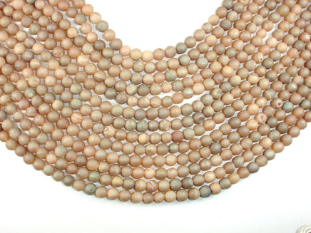 Druzy Agate Beads, Light Champagne Geode Beads, 6mm, Round Beads-RainbowBeads