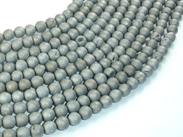 Druzy Agate Beads, Silver Gray Geode Beads, 6mm Round Beads-RainbowBeads