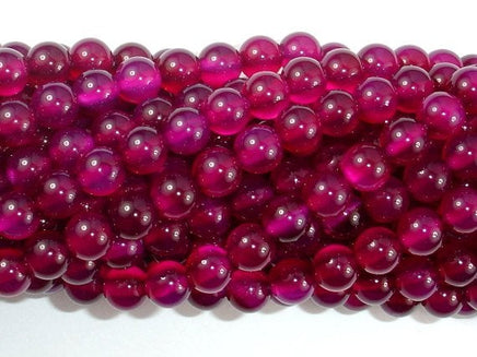 Fuchsia Agate Beads, 6mm Round Beads-RainbowBeads