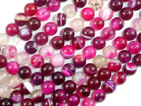 Banded Agate Beads, Fuchsia Agate, 8mm Round Beads-RainbowBeads