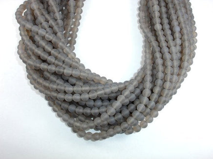 Matte Gray Agate Beads, 6mm Round Beads-RainbowBeads