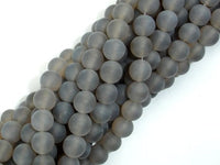 Matte Gray Agate Beads, 8mm Round Beads-RainbowBeads