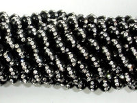 Black Onyx with Rhinestone, 6mm Round Beads-RainbowBeads