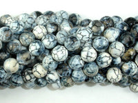 Dragon Vein Agate Beads, Gray & White, 8mm Faceted Round Beads-RainbowBeads