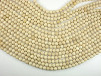 White Fossil Jasper Beads, 6mm (6.5mm) Round Beads-RainbowBeads