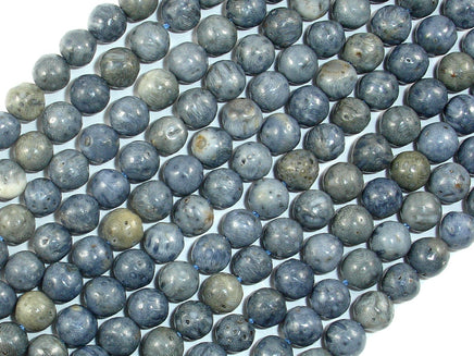 Blue Sponge Coral Beads, 6mm Round Beads-RainbowBeads