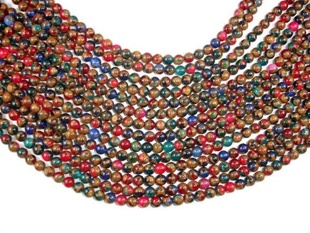 Mosaic Stone Beads, Multicolor, 6mm Round Beads-RainbowBeads