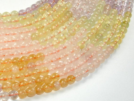 Mixed Quartz- Rose Quartz, Amethyst, Citrine, Prehnite Beads, Round 6mm-RainbowBeads