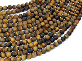 Matte Tiger Eye, 6mm Round Beads-RainbowBeads