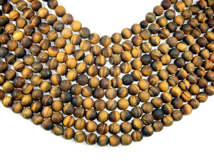 Matte Tiger Eye, 10mm Round Beads-RainbowBeads